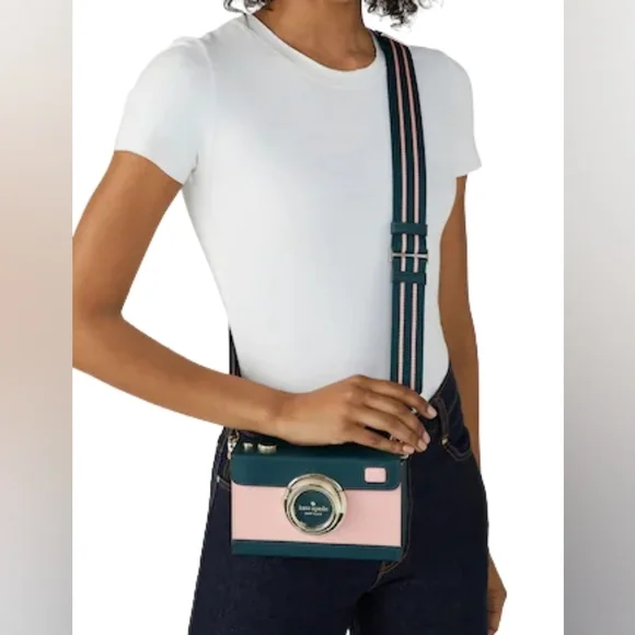 KATE SPADE NWOT Oh Snap Camera Crossbody Novelty Bag Pink And Green - Picture 3 of 13